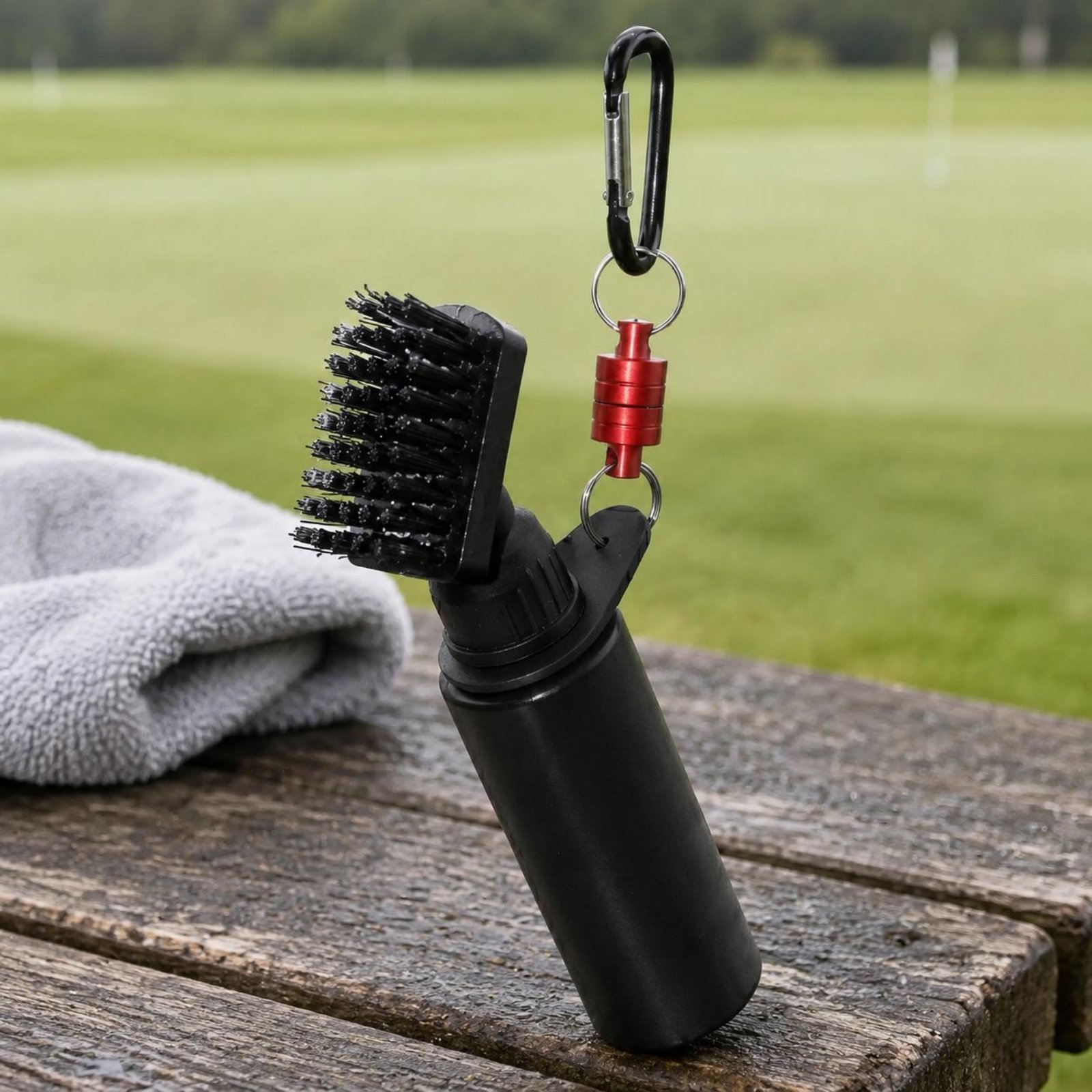 Golf Equipment Sales - แปรงทำความสะอาดไม้กอล์ฟแบบพกพา หัวแปรงสองขน พร้อมขวดน้ำ สำหรับนักกอล์ฟ ใช้ได้ที่สนามฝึกซ้อม