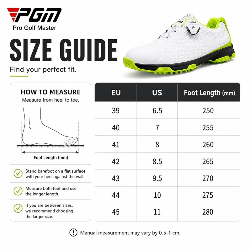 PGM รองเท้ากอล์ฟผู้ชายกันน้ำแบ - Golf Equipment Brands บทวิจารณ์และราคา